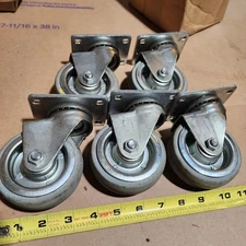 5 Pack 3.5" Darnell Heavy Duty All Metal Swivel Plate Caster Wheels No Brake