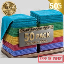 Microfiber Cleaning Cloth Set of 50 Towel Rag Car Polishing Detailing No-Scratch