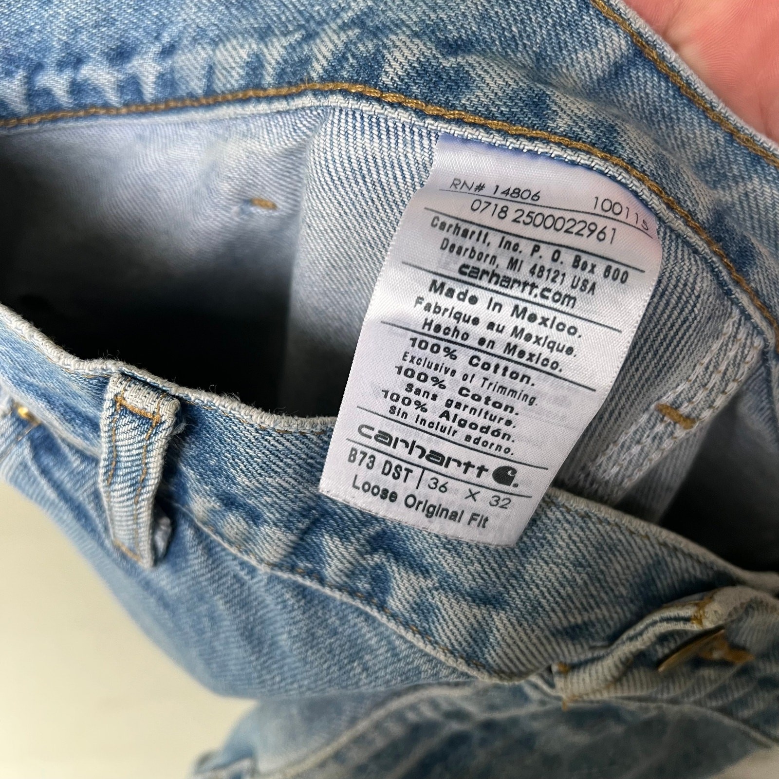 Carhartt blue denim jeans double knee work wear carpenter pants thumbnail 7