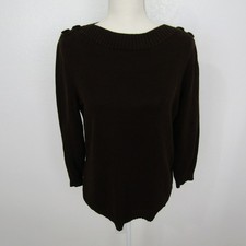 Lauren Ralph Lauren Sweater Shirt Top Blouse Pullover Boat Neck Womens L Brown
