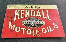 Retro Kendall Motor Oils Tin Garage Sign 12 x 8