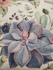 20x20 Square Decor Pillow Cover Heavy Cotton Linen Hidden Zip Floral Blue Purple