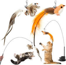4 Pezzi Giochi per Gatti, Gioco Gatto Interattivo Con Ventosa, 1 Canna Pesca per