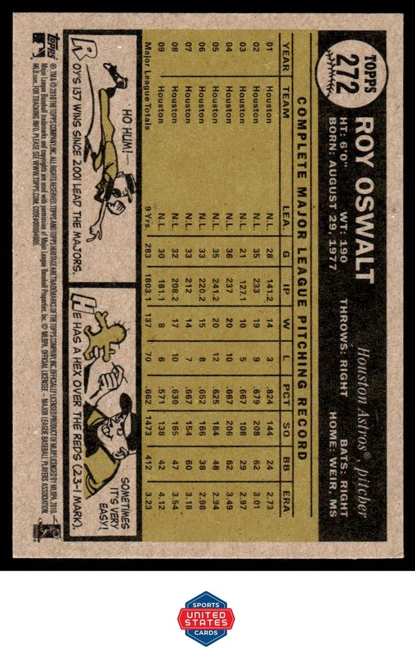 2010 Topps Heritage #272 Roy Oswalt - Image 2 of 2