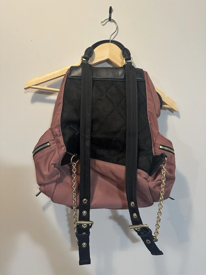 BURBERRY Graffiti Nylon Backpack Small Crossbody Mauve Pink Leather Rare - Image 4 of 4