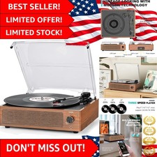 Vintage Vinyl Record Player with Bluetooth Built-in Speakers - Retro Design