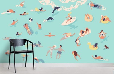 3D Summer Sea Swimming Illustration Wall Murals Wallpaper Murals Wall Sticker