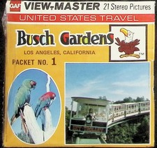 Busch Gardens Set 1 Los Angeles CA 1975 3d View-Master 3 Reel Packet NEW SEALED