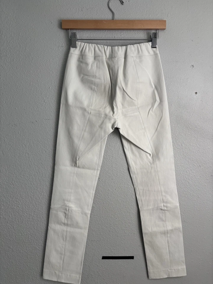 "Leggings The Row de cuero de cordero pequeños blancos para moto S pantalones adelgazantes 22x28""" Foto 4 de 4