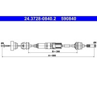 1X Seilzug, KupplungsbetäTigung ATE 24.3728-0840.2 Passend FüR Peugeot