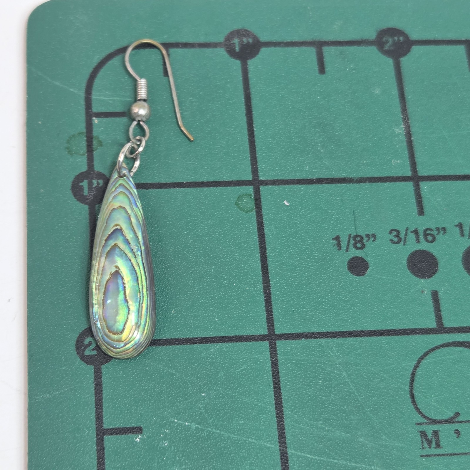 abalone shell dangle drop pierced organic earring… - image 2