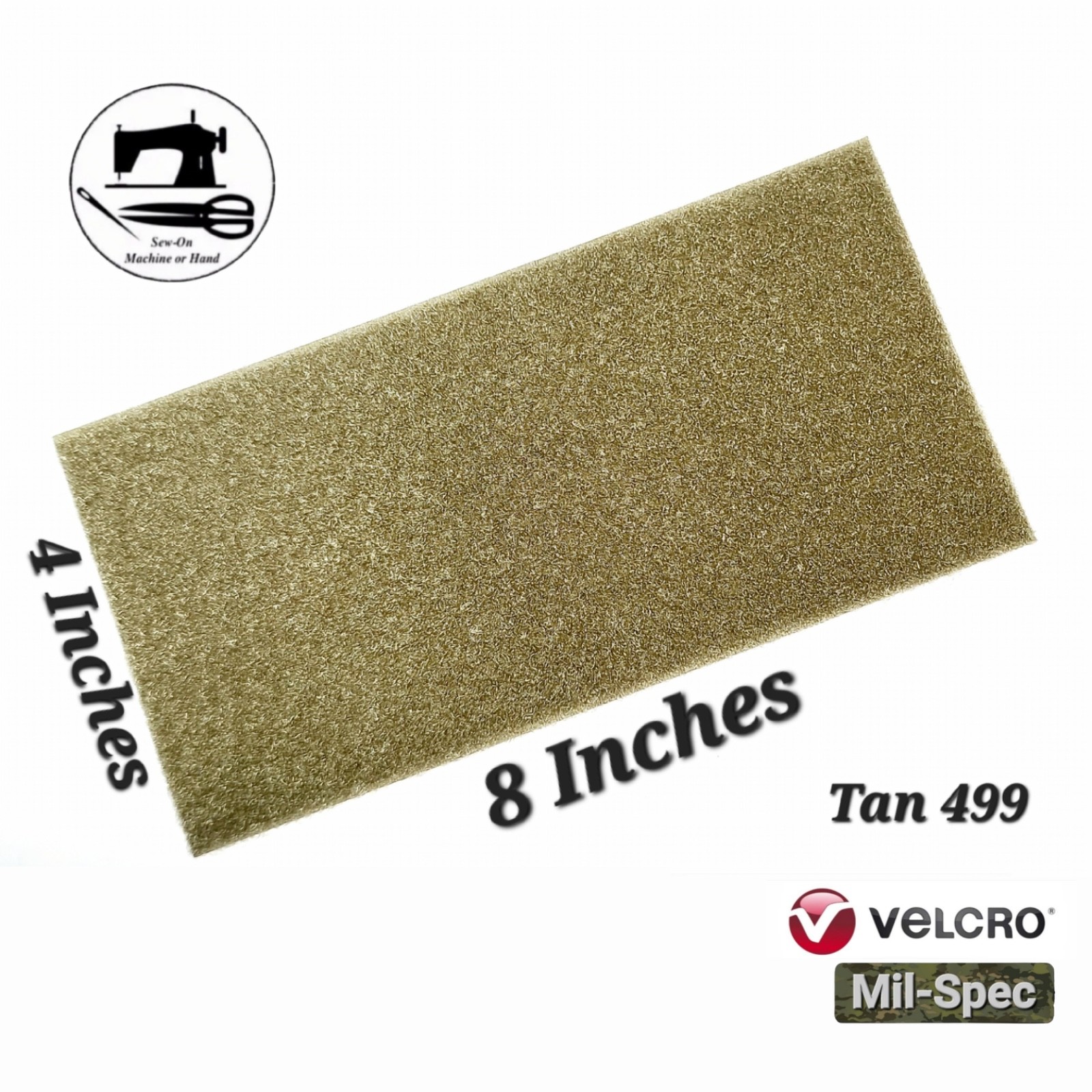 Morale/Military Patch Sew-On Loop Panel 4” Wide x 8” (Inch) VELCRO® - Tan 499-image