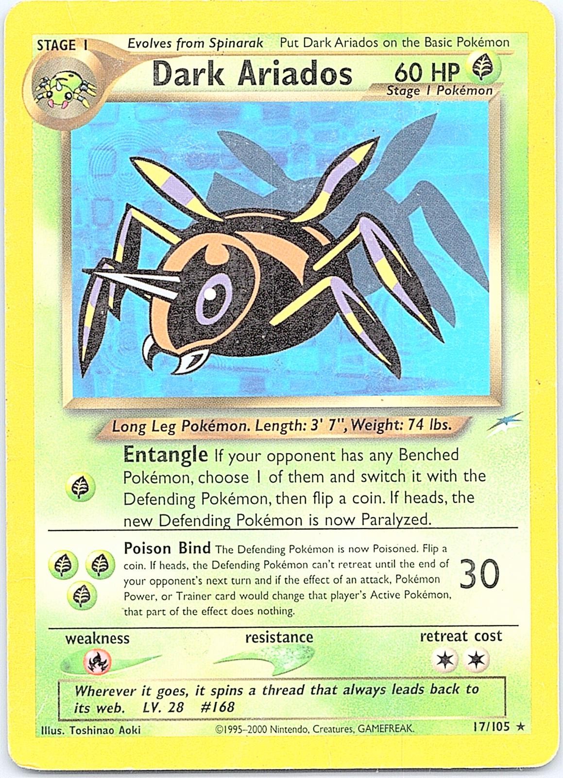 Dark Ariados 17/105 Rare Neo Destiny Pokemon Unlimited Damaged