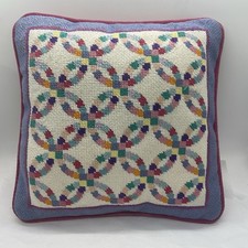 Susan Roberts Wedding Rings Quilt Needlepoint Completed Pillow 10 X 10” Square
