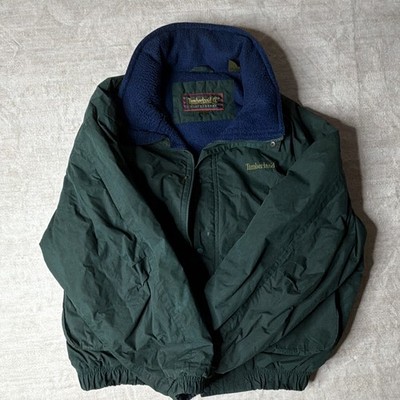 Vintage Timberland Weathergear Hooded Bomber Jacket Green Men s Full Zip Coat XL