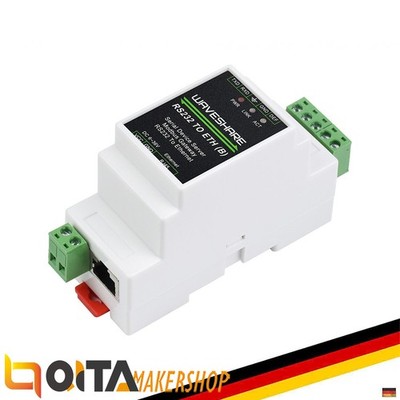 WaveShare Industrial Serial Server RS232 zu RJ45 Ethernet - POE Funktion, TCP/IP