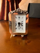 orologio con sveglia in argento 925  da appoggio, lavorato a mano anni 80