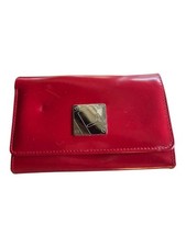 furla red leather continental wallet clutch m...