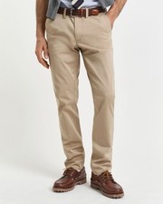 GANT Hallden Tech Prep Chino Men Trousers W34/L34 Dark Khaki Slim Fit 