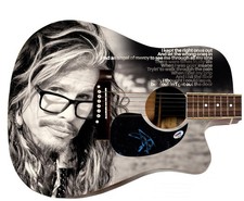 Aerosmith Steven Tyler Signed 1:1 Graphics Photo Guitar PSA