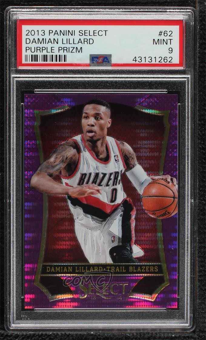 2013-14 Panini Select Purple Prizm 94/99 Damian Lillard #62 PSA 9 MINT s6i