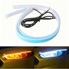 2 X 60cm Drl Light Led Amber Sequential Flexible Turn Signal Strip For Headlight