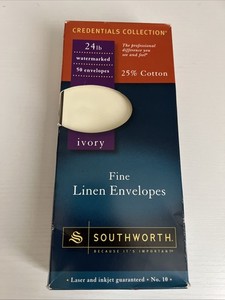 Southworth 25% Cotton Watermarked Envelopes Ivory 24lb Envelopes 40 Fine Linen