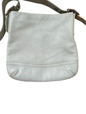 Coach 1415 Slim White Leather Soho Crossbody Shoulder Bag With Tassel