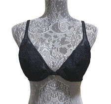 La Perla Black Lace Bra 36B Italy Underwire P...