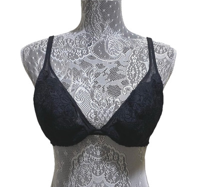 La Perla Black Lace Bra 36B Italy Underwire Plunge Luxury Designer Lingerie