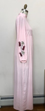 Antropologie TUNCAY OZTURK Pink Maxi Dress Long Sleeve Floral Embroidery Size 38