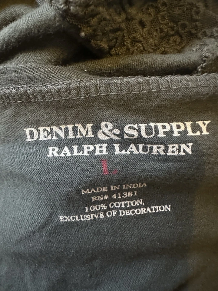 Camiseta Denim and Supply Ralph Lauren preta e rosa Grande - Imagem 4 de 4