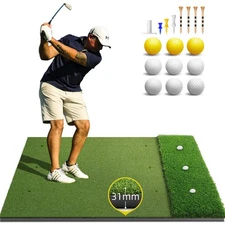 Dual-Turf Golf Mat: 5x4ft 31MM Thickened Heavy-Duty Golf Hitting Mats Practic...