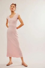 Free People Womens Pink Robin Seamless Backless Tie Pointelle Midi Dress XS/S