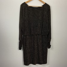 Eliza J Women's Size 12 Black Gold Metallic Blouson Dress