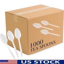 Disposable Plastic Cutlery Utensils 1000 Count White Tea Spoons Events Catering