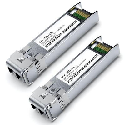 2Pack 1310nm SFP+ 10GBaseLR Single Mode Module, 10G LC SMF Fiber Optic Transc...
