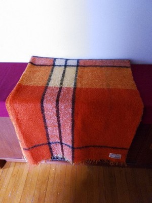 Vintage Glentana Mohair Wool MCM Stripe Throw Blanket Shawl  50'' x 70'' Stunning
