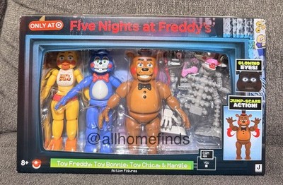 FIVE NIGHTS AT FREDDY'S Toy Freddy Bonnie Chica Mangle 4 Figure Pack Eyes Glow