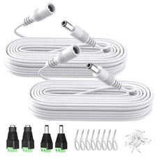2PCS 20ft 6M DC Power Extension Cable DC 12V 5.5mm x 2.1mm Extension Cord wit...