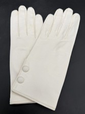 Vintage Miss Aris White Leather Gloves Snap Closure Size 6.5 6-1/2 NEW NWOT
