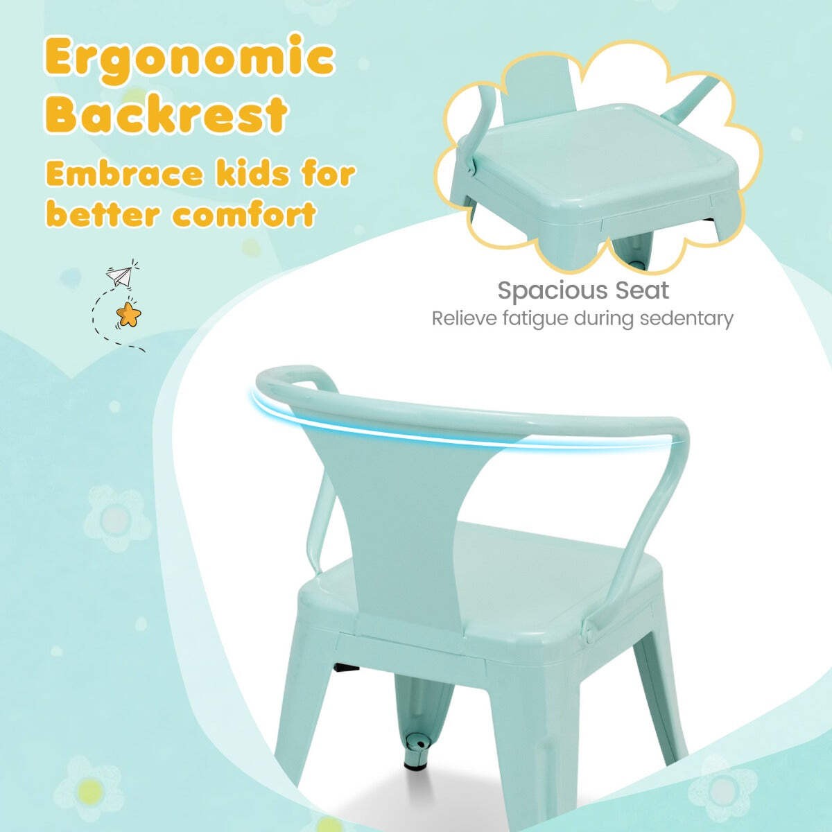 NNECW Kid’s Table and Chair Set with Adjustable Foot Pads