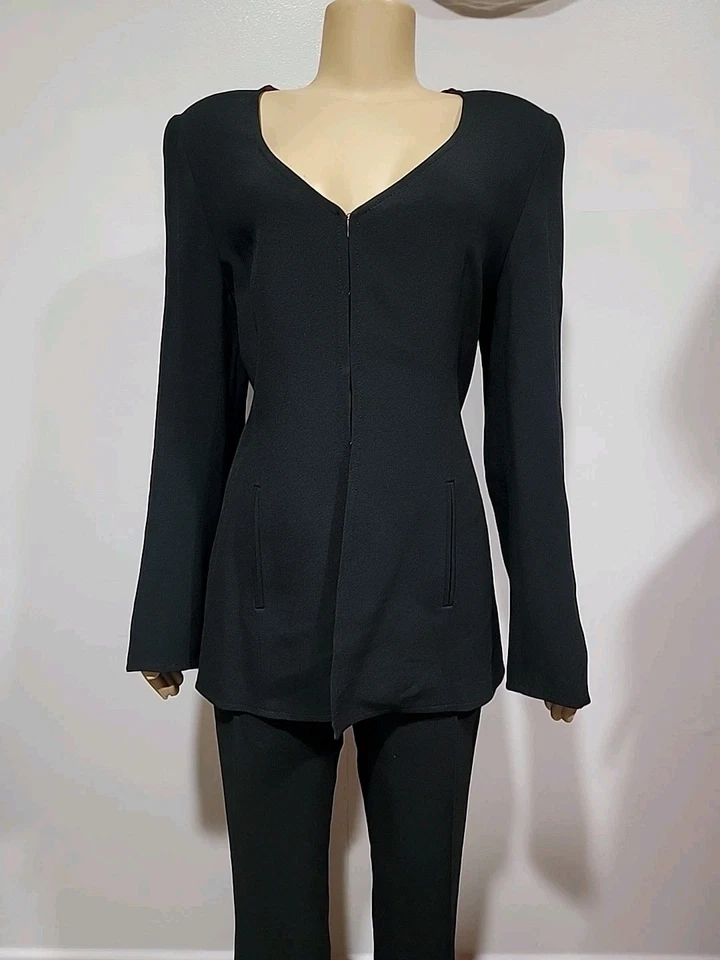 Mariella Burani-Notizie, Women, Suit, 2pieces, Pants/jacket Size 16 Black #C2 - Image 2 of 4