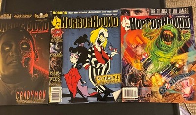 3 Horror Hound magazine Lot, 2013, 2016, 2020 Candyman, Beetlejuice Ghostbusters
