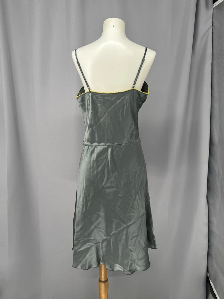 Vestido sin Mangas Free People Talla Grande Gris Amarillo Mini Seda Encaje Coqueta Delicado Foto 4 de 4