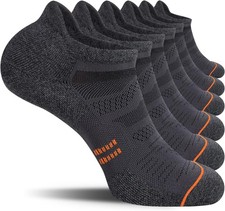 6 Pack Men's Low Cut Ankle Running Socks with Cushion - Breathable  Comfortable