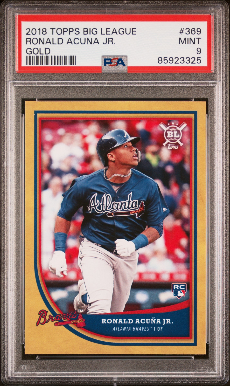 2018 TOPPS BIG LEAGUE GOLD #369 RONALD ACUNA JR. ROOKIE RC PSA 9