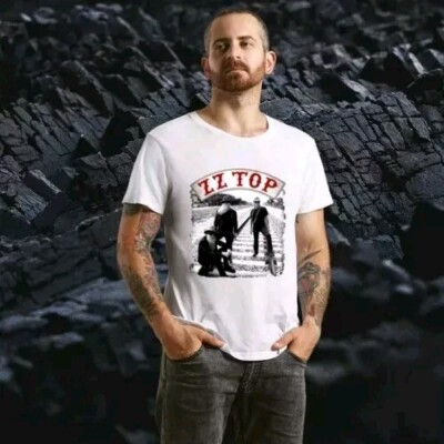 T-shirt Vintage ZZ Top Hard Rock - Neuf Avec Étiquette - Polyester - Sublim Shirt - Fabriqué En France