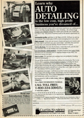 1989 Vintage Print Ad Curtis System Learn why Auto Detailing is the low cost