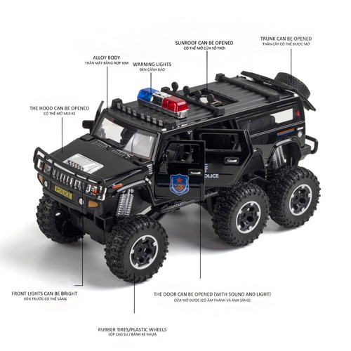1:32 Model Alloy Police Lengthen Car Model Off-road Vehicles For Hummer H2 - Picture 4 of 11